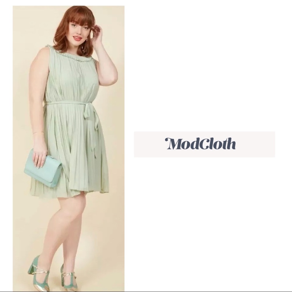 NEW ModCloth Sage Pleated Ruffle tie …